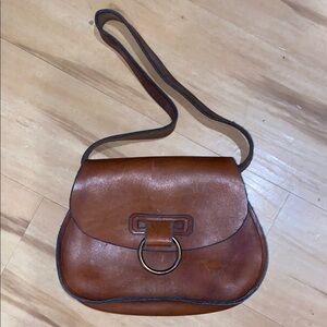 Elegant Brown real Leather saks 5th avenue Shoulder Bag